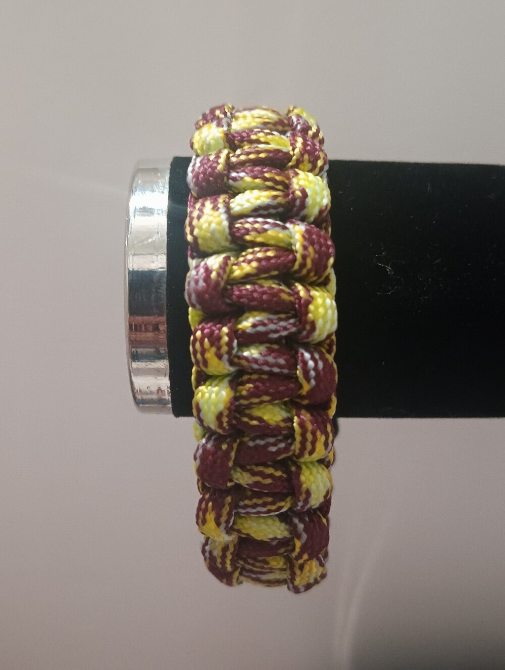 Handwoven Yellow & Maroon Paracord Bracelet - Men Accessories